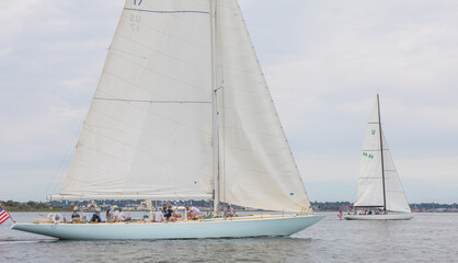 Sailing on Narragansett Bay in racing yachts