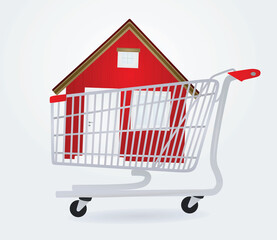 Shopping cart and home. vector