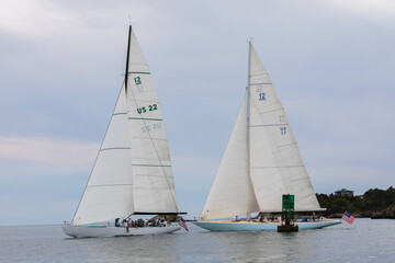 Sailing on Narragansett Bay in racing yachts
