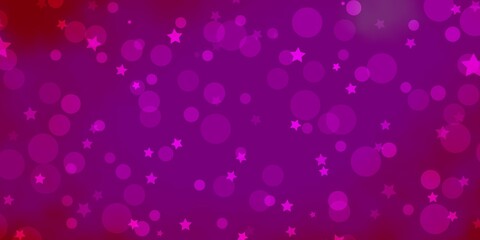 Light Pink vector layout with circles, stars.