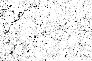 Fototapeta premium Grunge texture of an old cracked concrete wall. Monochrome natural background of the damaged surface with small spots, noise and grain. Overlay template. Vector illustration