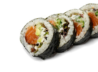 Futomaki Philadelphia Sushi Rolls Top View Isolated