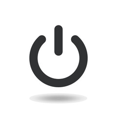 Black start icon, power button. Flat design. Vector illustration. Isolated