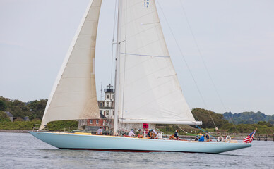 Sailing on Narragansett Bay in racing yachts