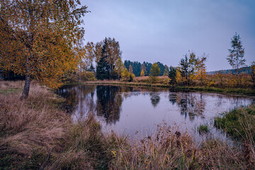 Fototapeta premium Evening sunset near the river