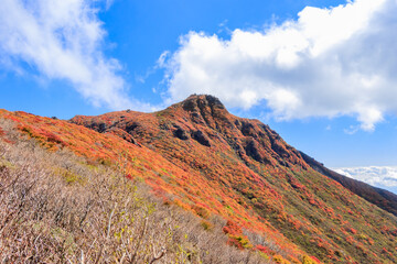 大船山と紅葉　くじゅう連山　大分県玖珠郡　Mt.Daisenzan and Autumn leaves Kujuurenzan Ooita-ken Kusu-gun