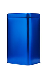 blue rectangular tin can, isolate on a white background