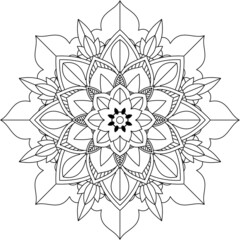 Easy Mandala coloring book simple and basic for beginners, seniors and children. Set of Mehndi flower pattern for Henna drawing and tattoo. Decoration in ethnic oriental, Indian style.