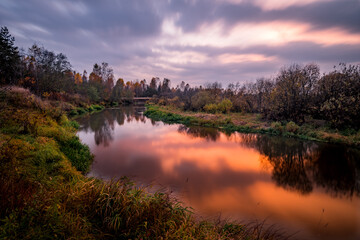 Evening sunset near the river