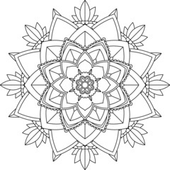 Easy Mandala coloring book simple and basic for beginners, seniors and children. Set of Mehndi flower pattern for Henna drawing and tattoo. Decoration in ethnic oriental, Indian style.