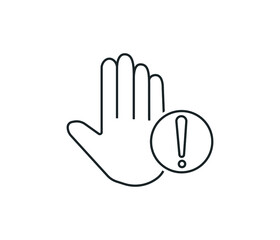 Hand icon isolated on white. stop sign.
