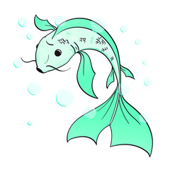 Teal Cartoon Fish