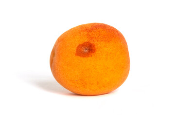 Spoilt apricot isolated on white background.
