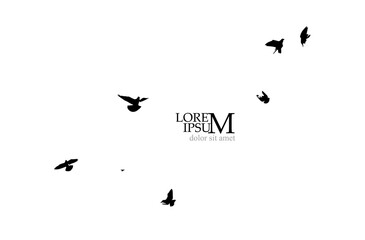 A flock of flying birds. Vector illustration
