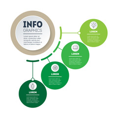 Web Template of a sales pipeline, info chart or diagram. Annual report. Eco Business presentation with four options. Infographic of green technology or education process with 4 steps. Vector.