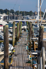 Marina Pier on Goat Island, Newport Harbor Rhode Island USA