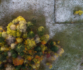 Autumn landscape from above in Pestera county, Romania