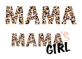 Leopard mama girl print vector illustration for chirt decor - 389478144