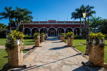 Panoramic view of a colonial hacienda - obrazy, fototapety, plakaty