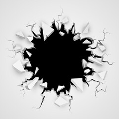Cracked hole with space for text. Vector 3D illustration. - obrazy, fototapety, plakaty