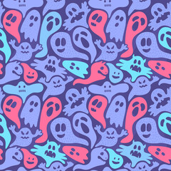 Fototapeta premium colorful pattern with cute ghosts