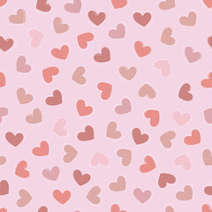 Cute pink hearts seamless pattern. Vector illustration. Love and Saint Valentines day print. Romantic and lovely texture 