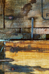 Old worn wood texture and rusty nails