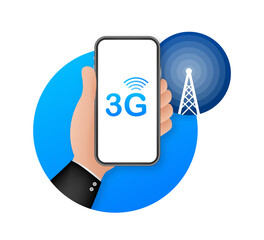 3G network wireless systems and internet. Communication network. Vector illustration. - obrazy, fototapety, plakaty