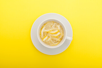 Honey citron drink. Top view. Yuzu tea or yuja tea.  Healthy product with a high content of vitamin C