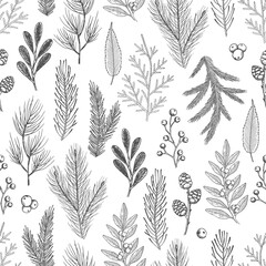 Seamless pattern with Christmas elements. Vector illustration.