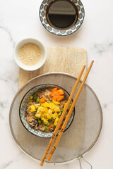  fried rice with vegetables in a bowl