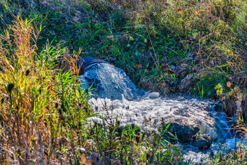 Drainage culvert with running water