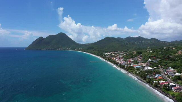 Plage du diamant Morne l'Archer in background aerial drone shot diamond beach Martinique summer