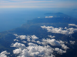 The view from the plane with its beautiful blue sky and sea, Indonesia, Bali, Indonesia