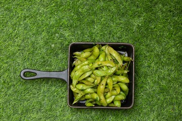 Fried Edamame with Garlic and Chilies