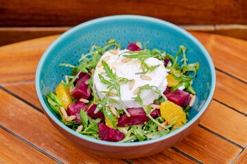 ROASTED BUTTERNUT GOATS CHEESE SALAD
Roasted butternut, goats cheese, local beetroot, sunflower seeds, orange and mustard dressing