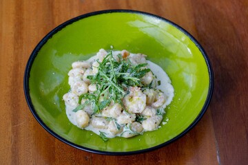 Spinach ricotta Tortellini in a plate