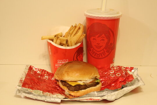 November 25 2018, London Canada: Editorial photo of of a Wendy's dave burger combo. This is Wendy's most popular burger in North America