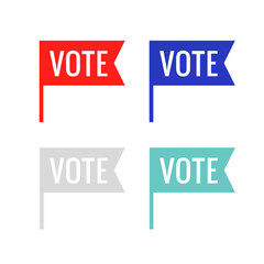 Vote vector sticker flag icon. Government presidential sign symbol