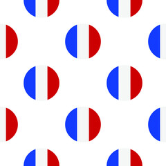 France round flag seamless pattern. circle icons. Geometric symbols. Texture for travel, sports pages, competitions, game designs. patriotic wallpaper.