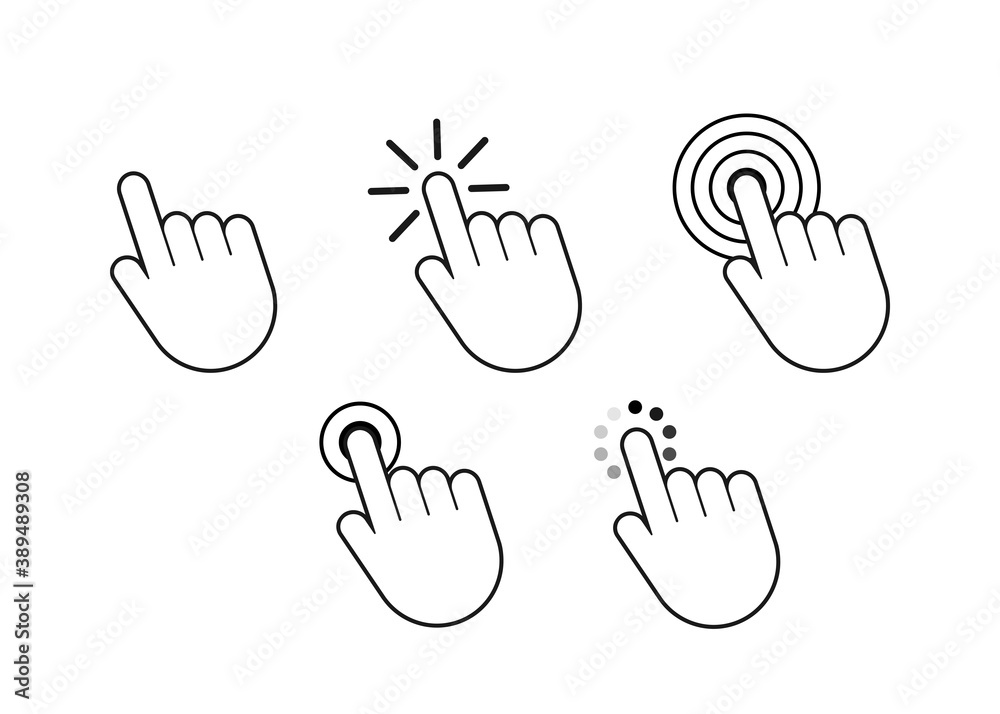 Wall mural finger click icon vector. hand click icon. push touch screen. vector stock illustration.