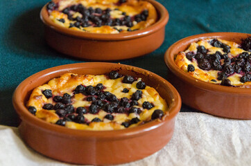 Cheesecake with blueberries close up