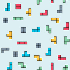 Vector retro game seamless pattern background. Video old computer game
