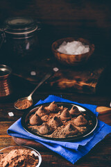 Homemade truffles with dark chocolate