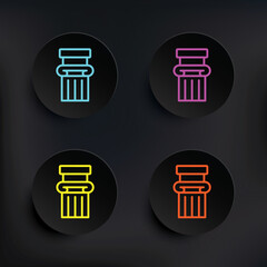 Column dark badge color set icon. Simple thin line, outline vector of mythology icons for ui and ux, website or mobile application on dark gradient background