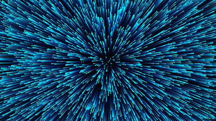 Hyperjump in space. speed of light star wars. particle flow. 3d rendering - Powered by Adobe