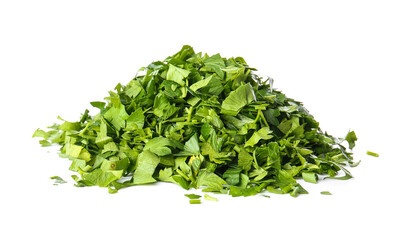 Fototapeta na wymiar Fresh cut parsley on white background