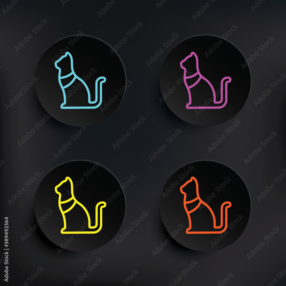 Poster cat dark badge color set icon. simple thin line, outline vector of mythology icons for ui and ux, we