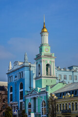 The Greek community founded the Church of the Holy Great Martyr Catherine in Kiev in 1738. Contract Square (Kontraktova Square), Kyiv (Kiev), Ukraine.