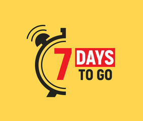 7 days to go last countdown icon. Seven day go sale price offer promo deal timer, 7 days only